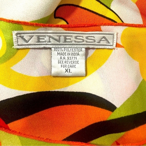 Anthropologie VENESSA XL Abstract Colorful Paisley Cut Shoulder Bell Sleeve EUC - Picture 3 of 12